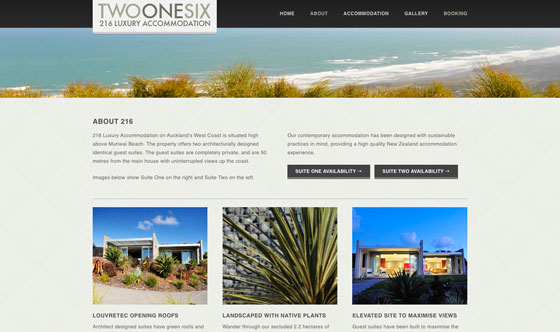 216 Luxury Accommodation Auckland web design