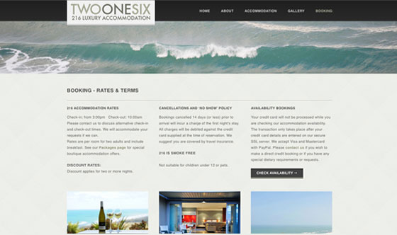 Luxury Accommodation Auckland web design and photography