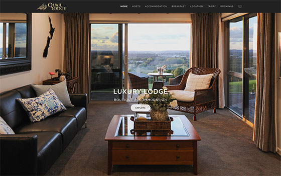 Quail Lodge Auckland web design and photography