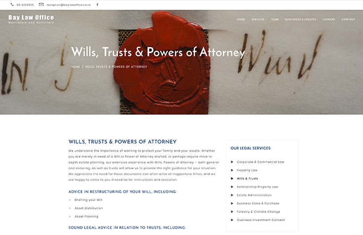 Bay Law Firm website Auckland case study